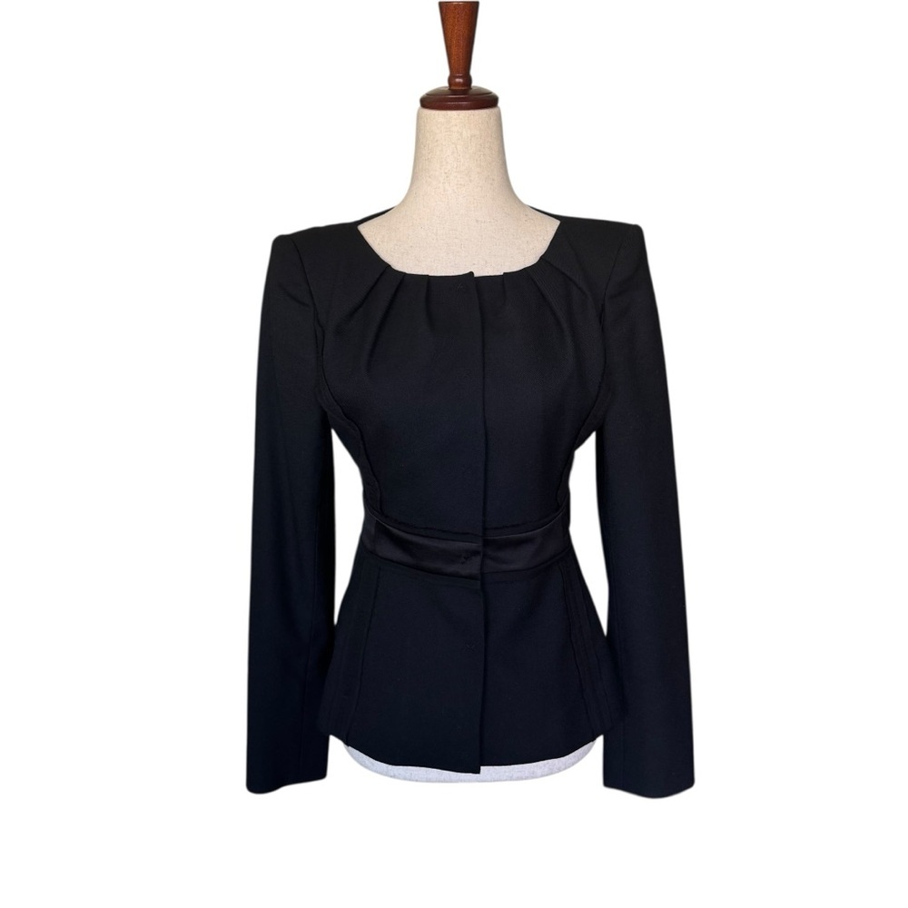 Alberta Ferretti Black Wool Tailored Jacket Blazer Layered Sequins sz 4